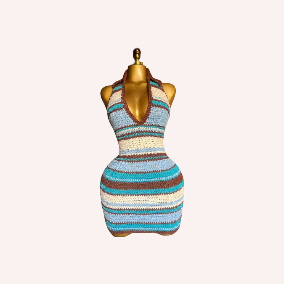 Mocha Sky Halter-Colar Dress